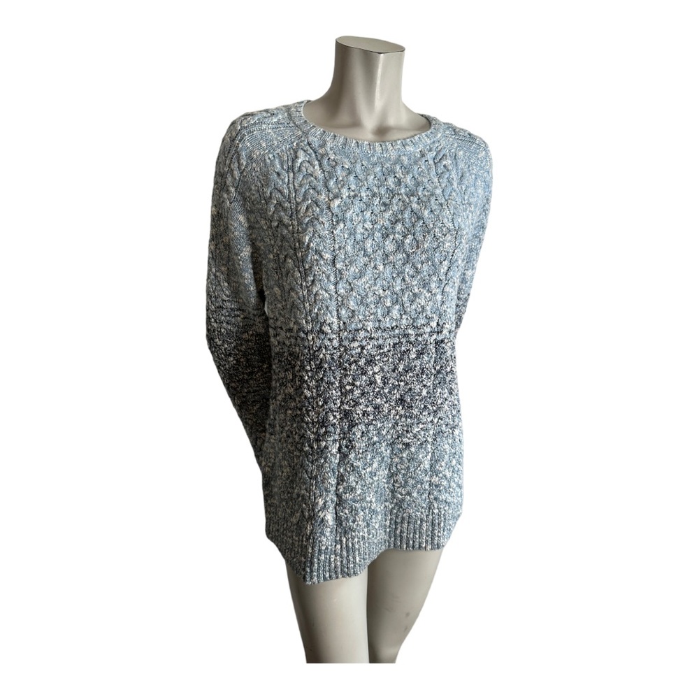 L.L.Bean Blue 100% Cotton Cable Knit Sweater Size XL